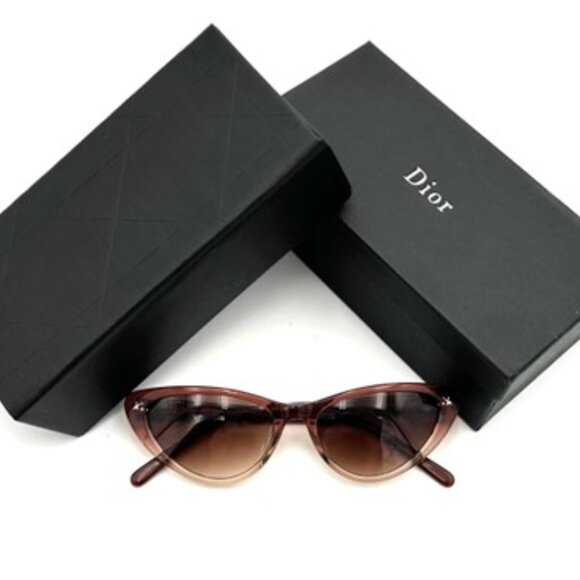 NIB-Christian Dior Gradient Brown Acetate Cat-Eye Sunglasses - Picture 1 of 4